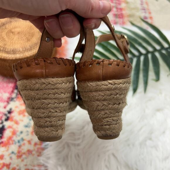 $200 Pikolinos Vila Wedge Sandal in Brandy 36 / 5.5-6 Brown Leather Espadrille - Picture 7 of 10